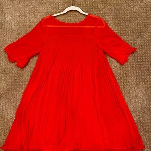 Red flutter sleeve dress originally from Anthropologie!